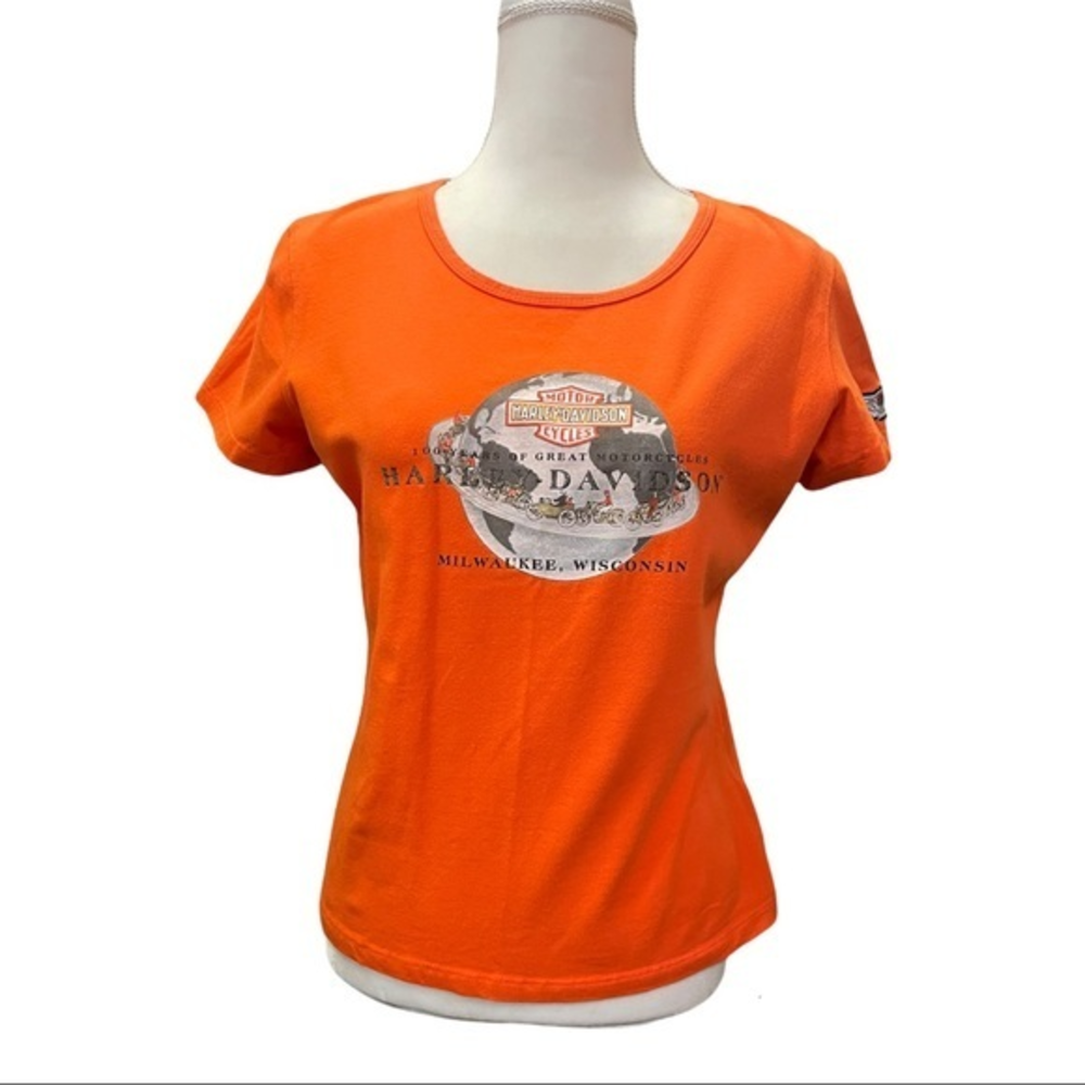 Harley-Davidson Vintage Y2K T Shirt Womens‎ 100 Years of Great Motorcycles, Med
